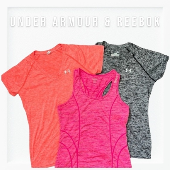 Bundle of 3 Under Armour and Reebok Workout Tops sz S/M - Picture 1 of 15